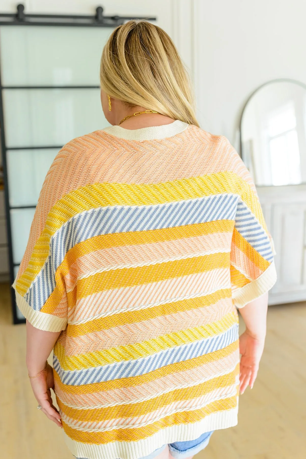 Embrace Me Striped Half Sleeve Knit Cardigan