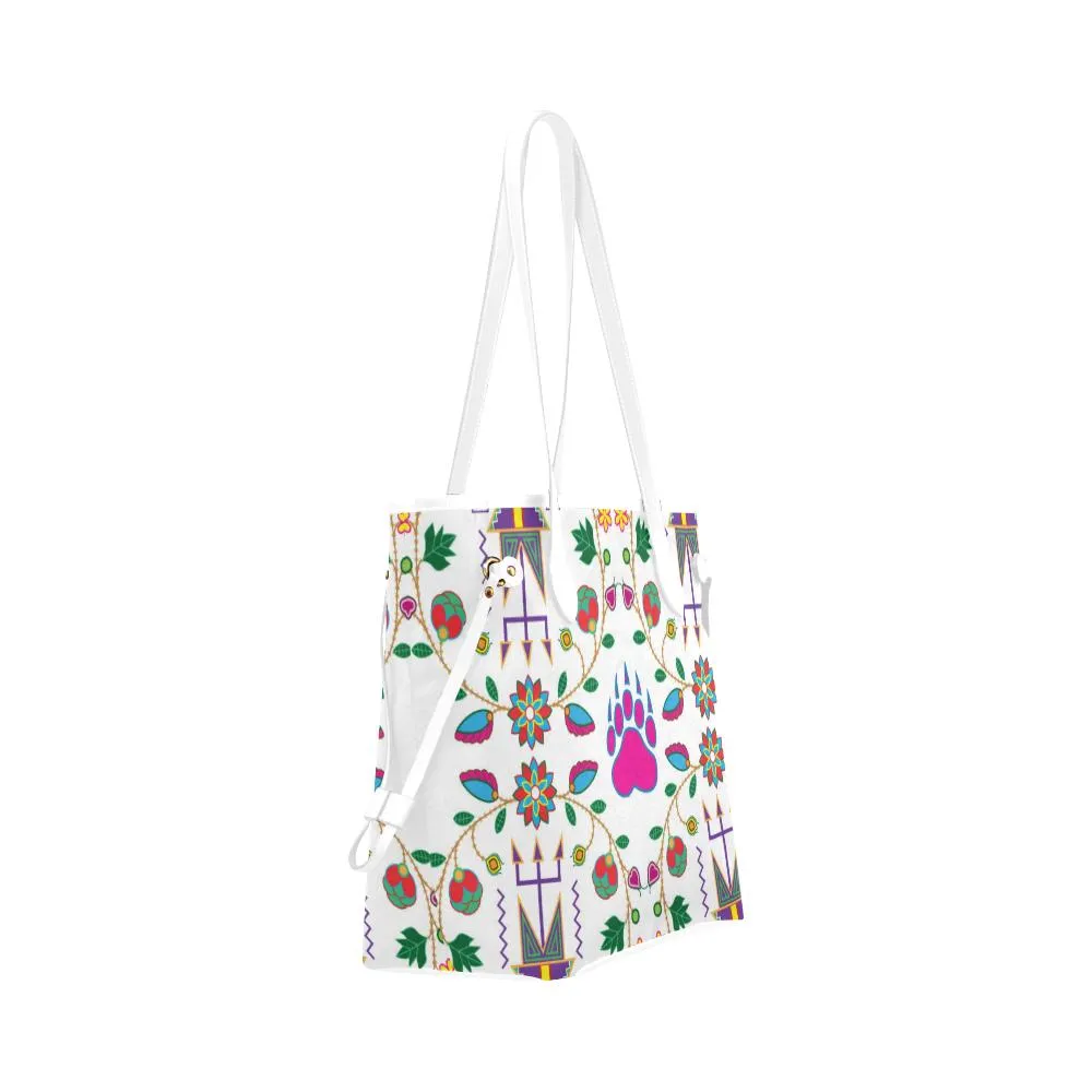 Geometric Floral Fall - White Clover Canvas Tote Bag