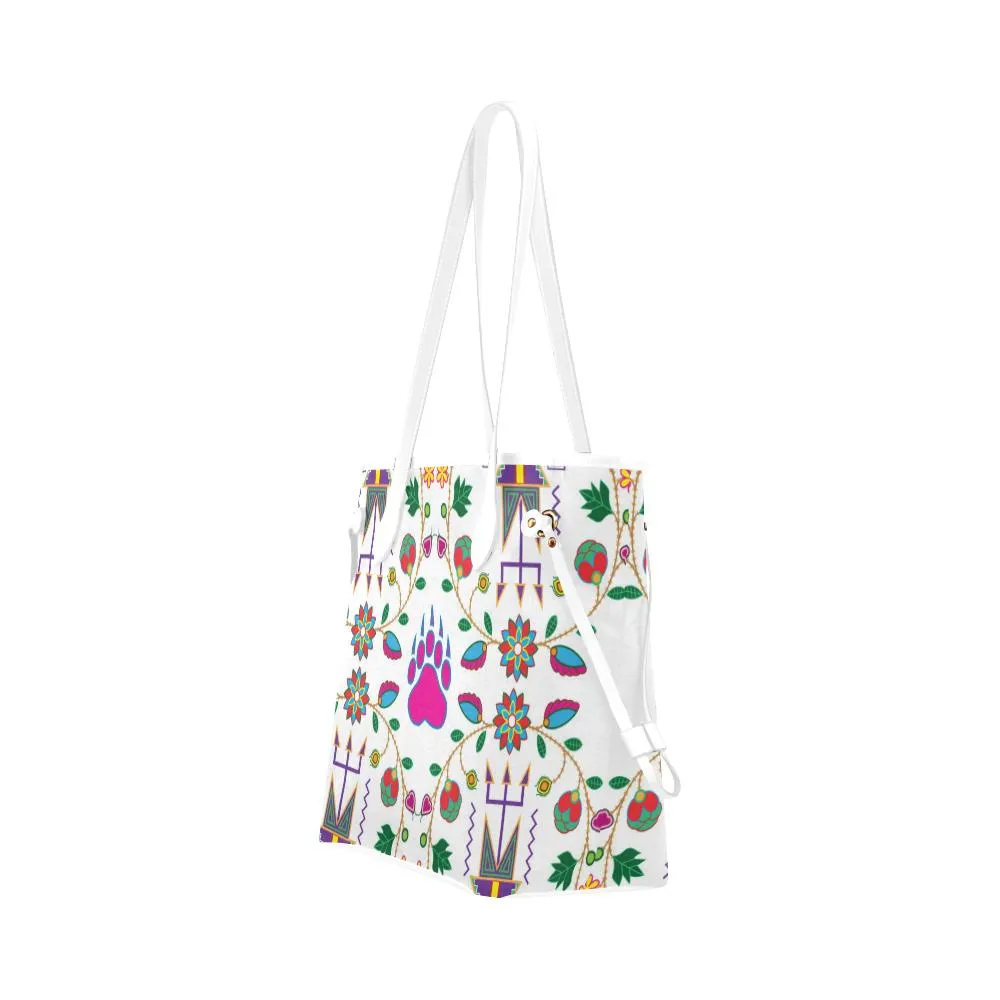 Geometric Floral Fall - White Clover Canvas Tote Bag