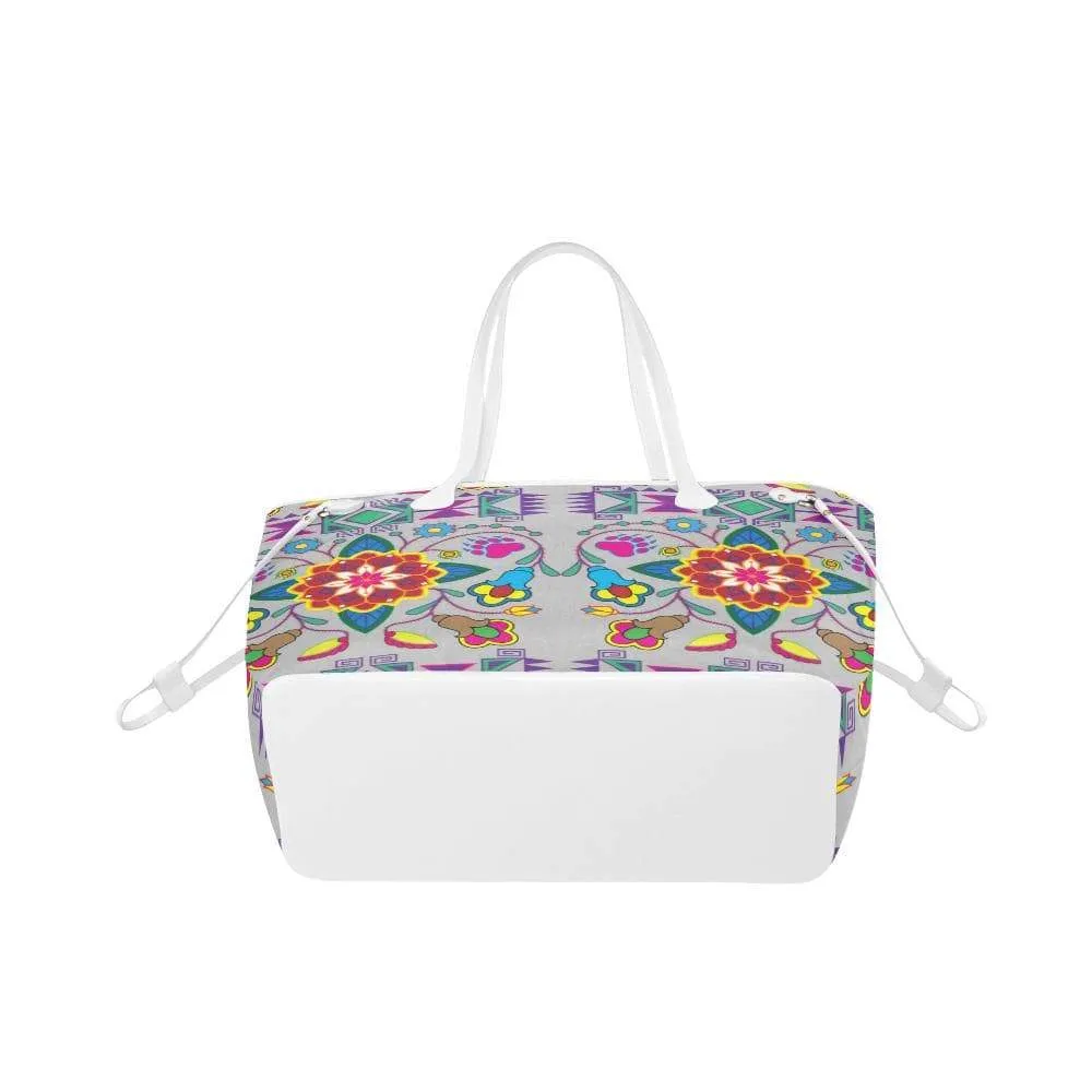 Geometric Floral Winter - Gray Clover Canvas Tote Bag