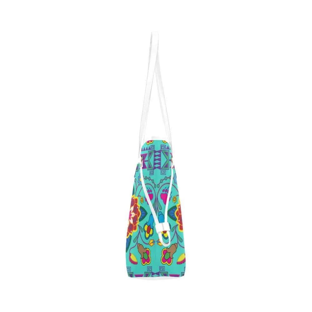 Geometric Floral Winter - Sky Clover Canvas Tote Bag