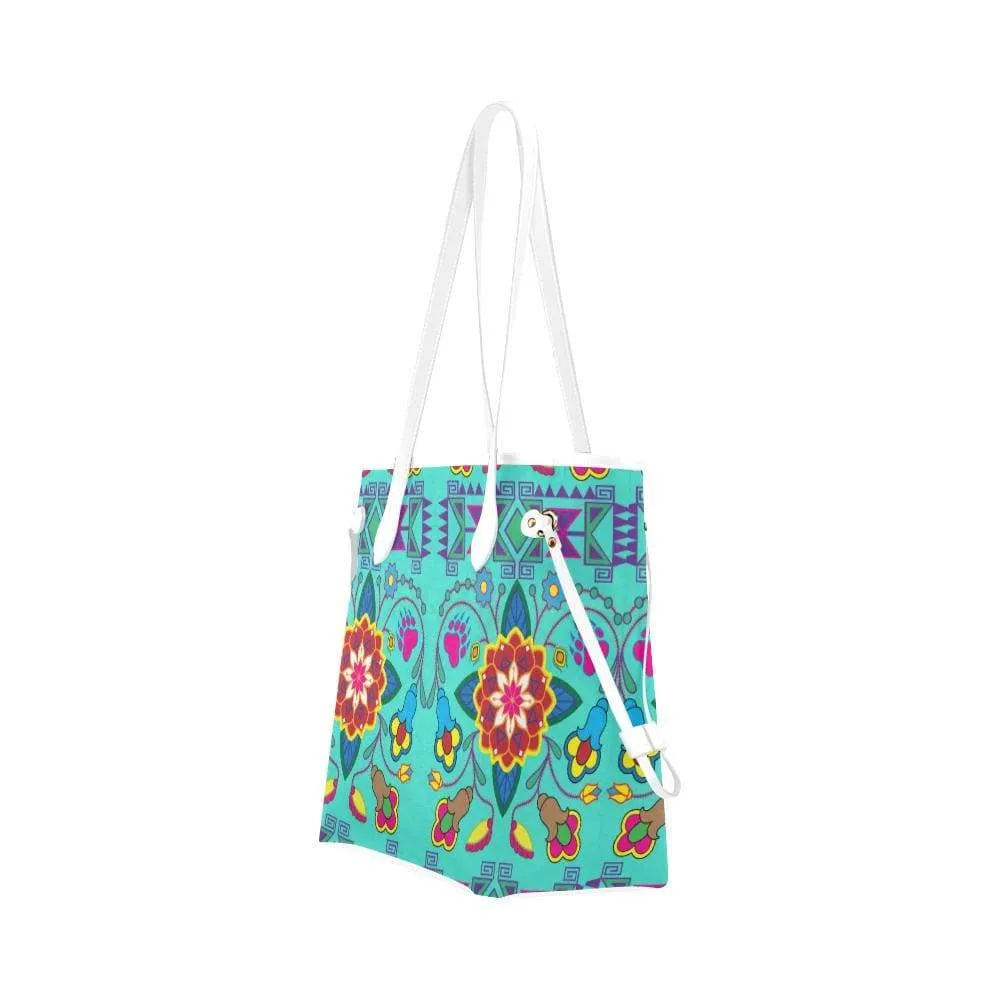 Geometric Floral Winter - Sky Clover Canvas Tote Bag