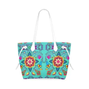 Geometric Floral Winter - Sky Clover Canvas Tote Bag