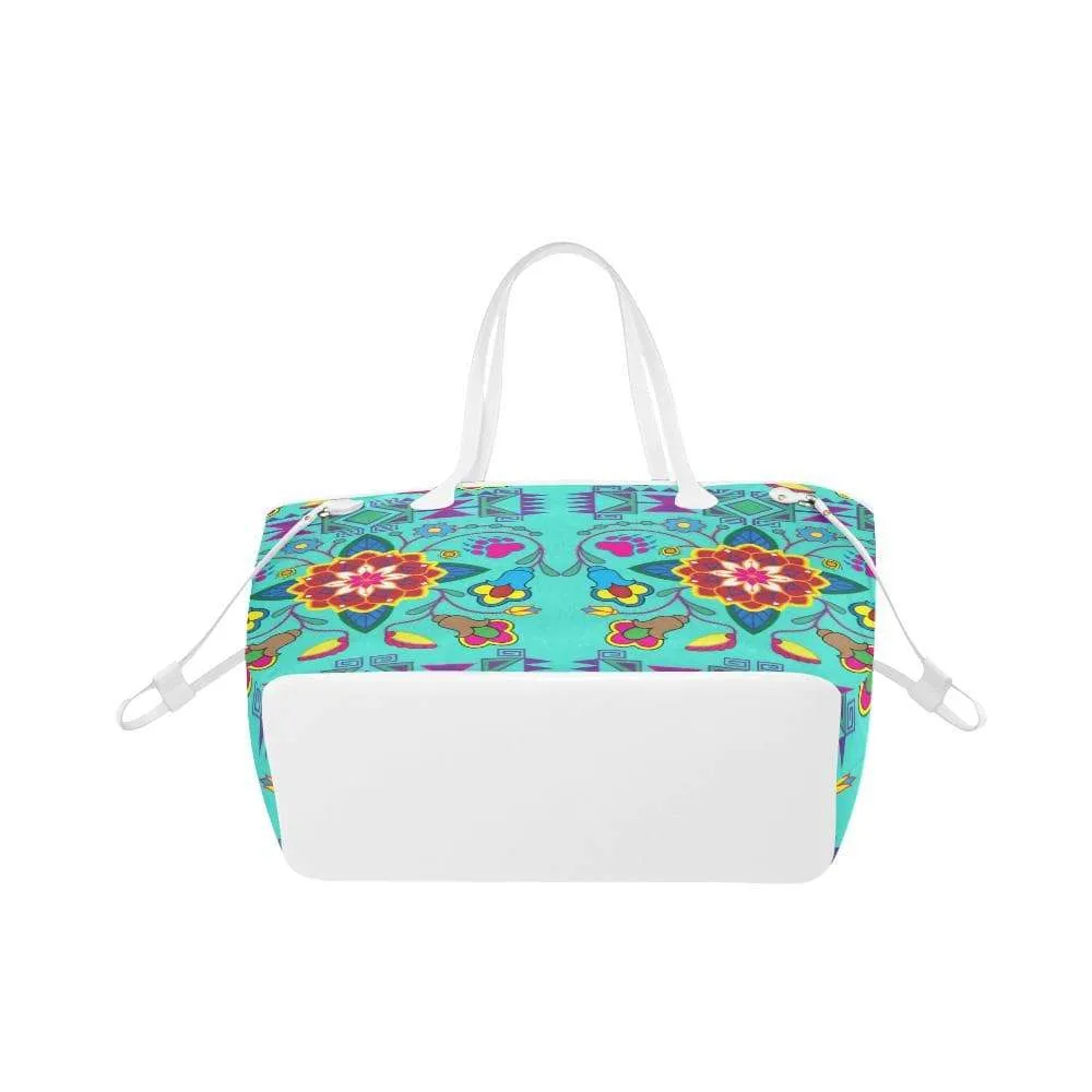 Geometric Floral Winter - Sky Clover Canvas Tote Bag