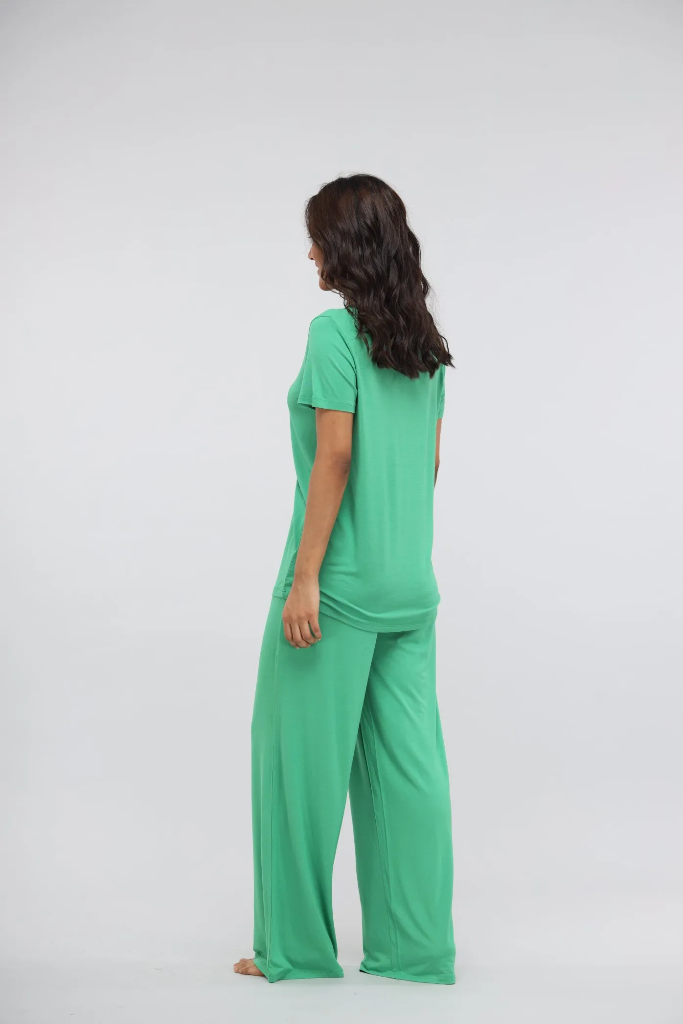 Green Bee Flared Modal Lounge Set with Knot Top