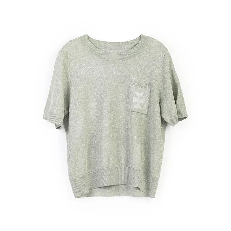 Green Short Sleeve Knit T-shirt