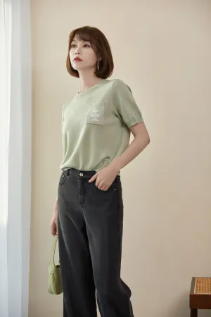 Green Short Sleeve Knit T-shirt