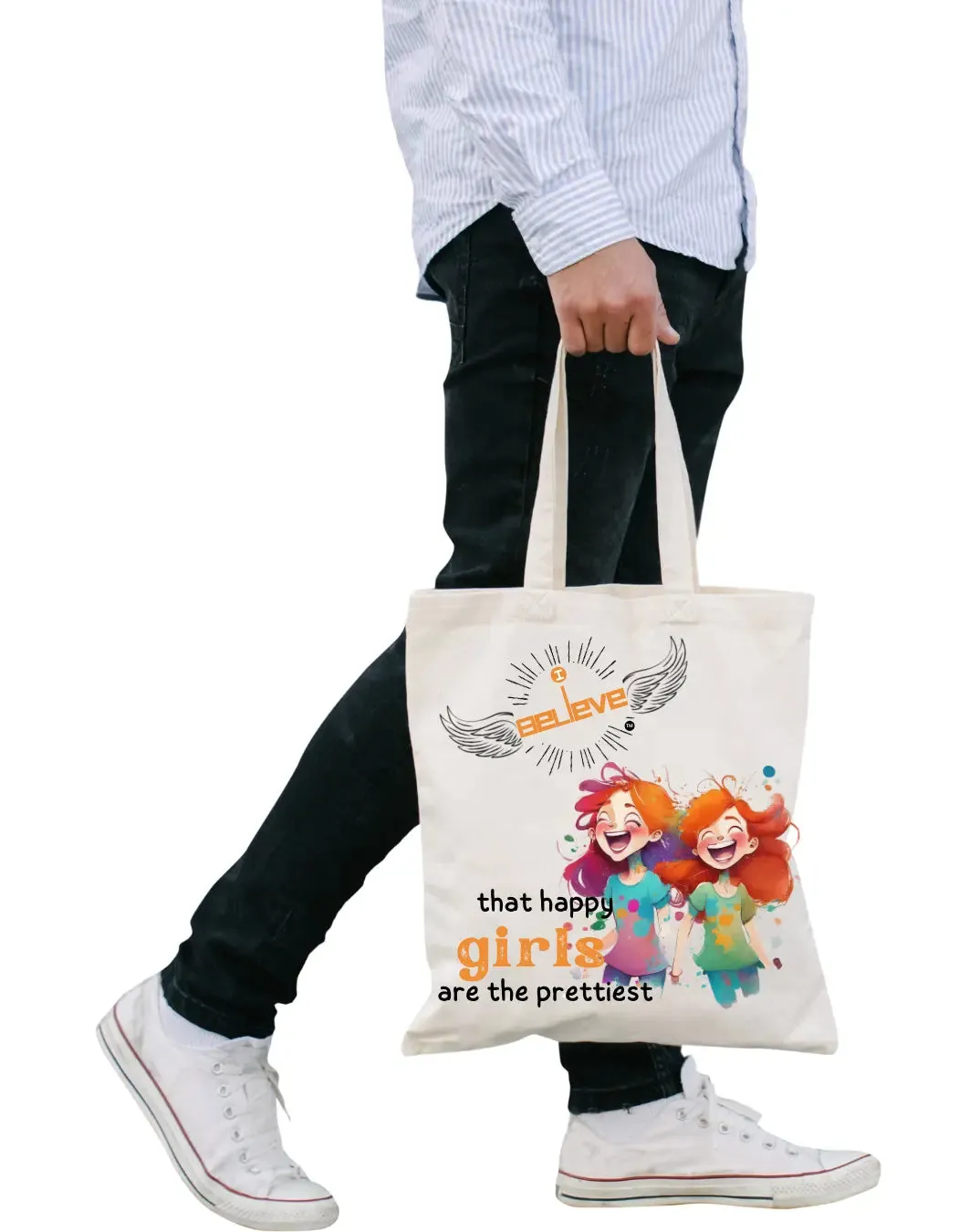 I Believe in Happy Daily Thaila -  Canvas Reusable Bags