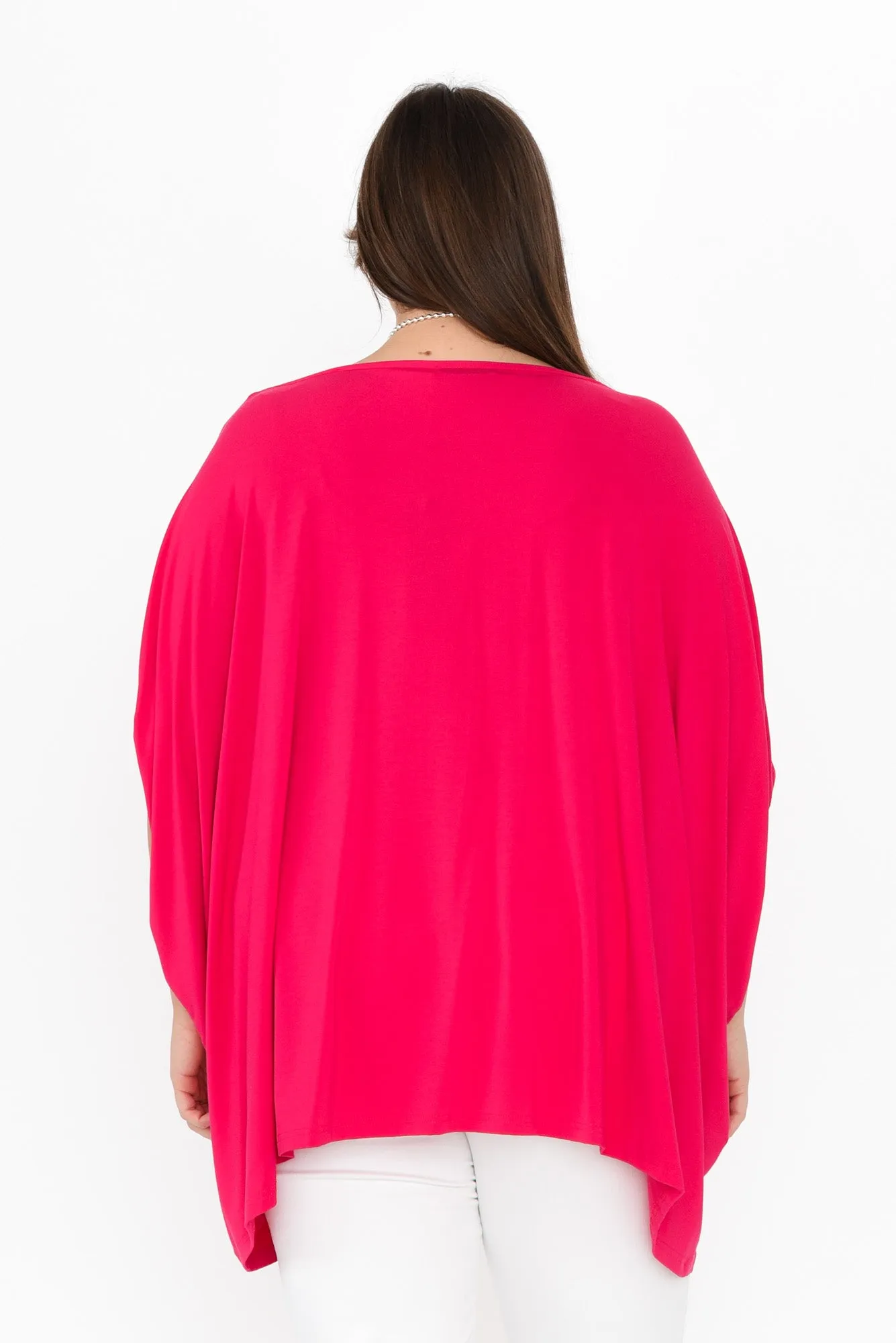 Kelsier Raspberry Bamboo Batwing Top