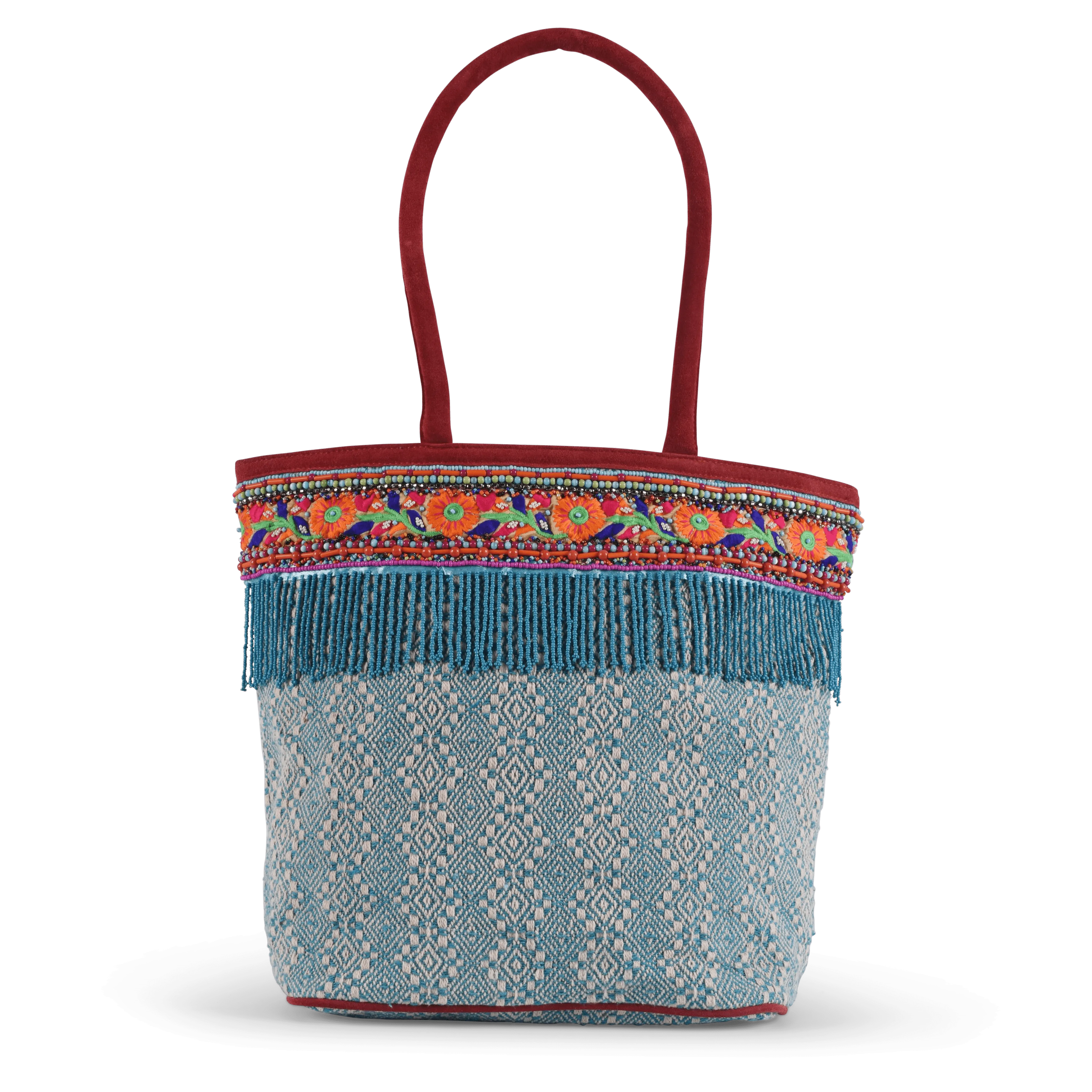 Khari Printed Tote - Light Blue