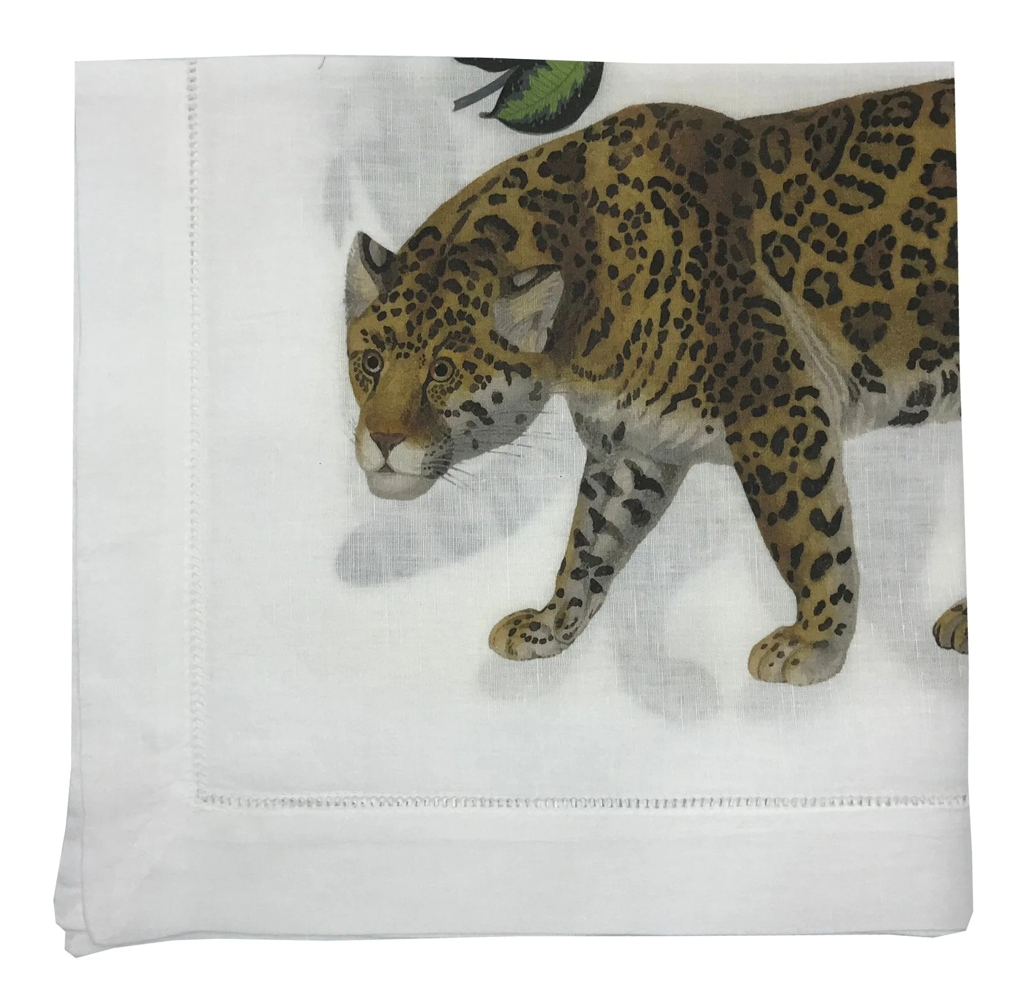 LEOPARD SEEING DOUBLE 22"X22" HEMSTITCH DINNER NAPKIN, SET OF 4