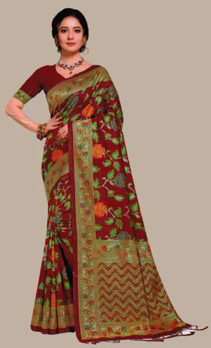 Maroon Woven Sari