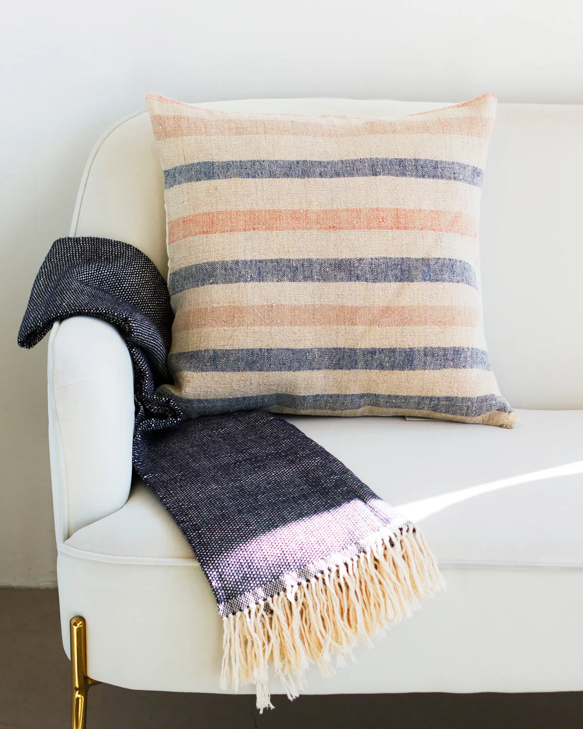 Matilde Blue and Pink Stripe Throw Pillows