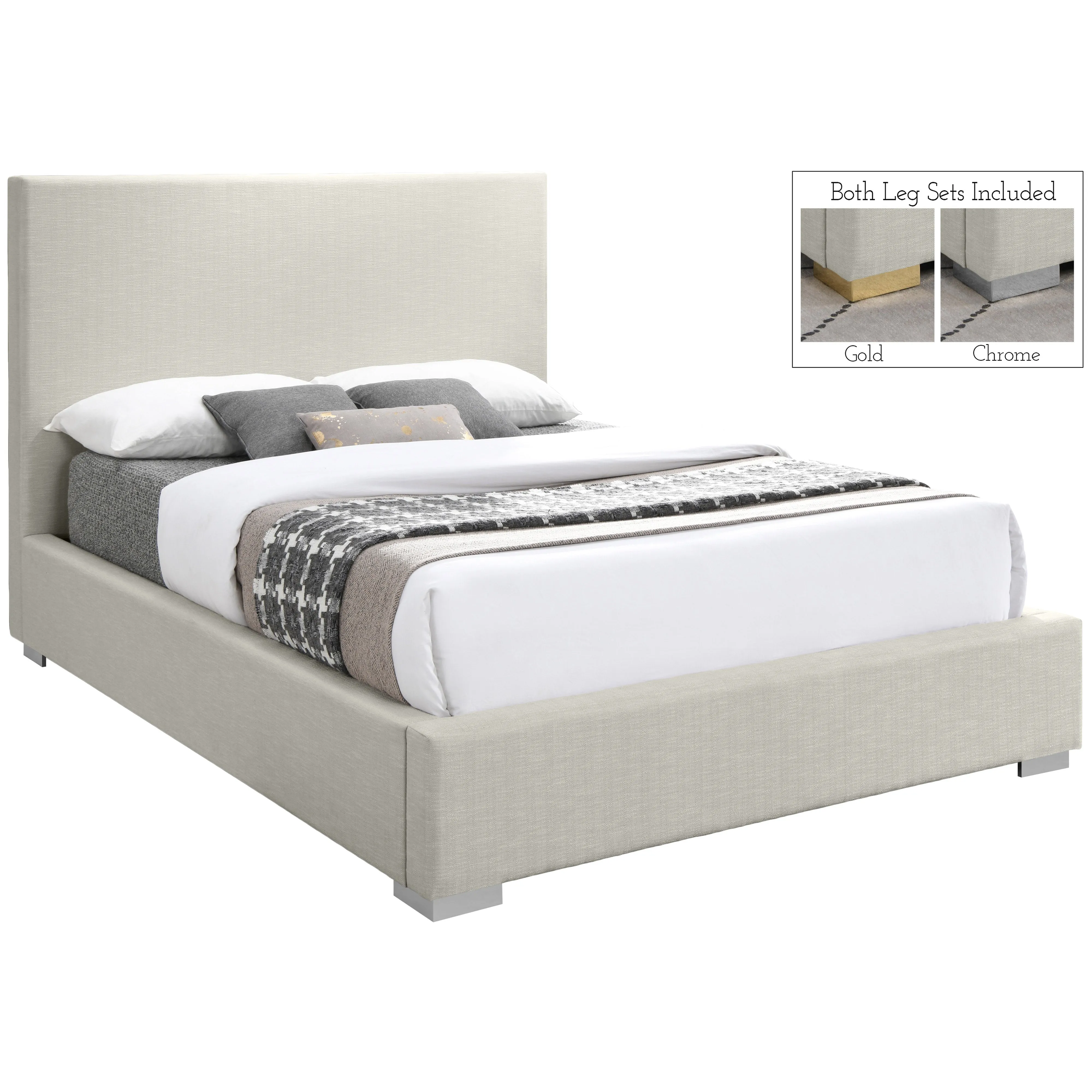 Meridian Furniture Crosby Linen Textured Bed