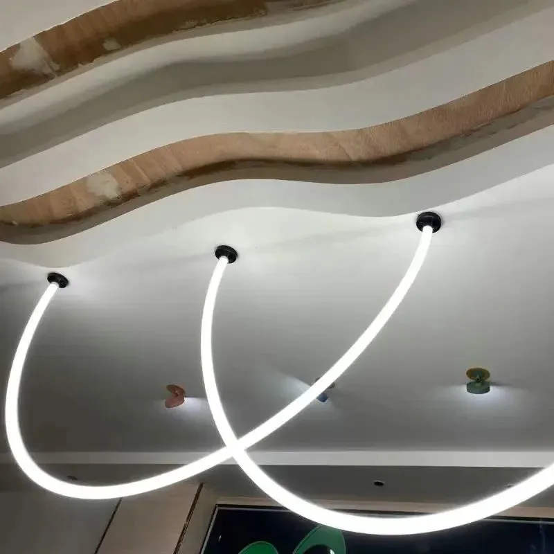 Minimalist Line Art LED Chandelier for Living Room by Mansion