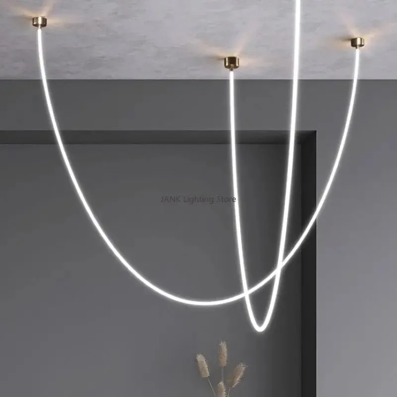 Minimalist Line Art LED Chandelier for Living Room by Mansion