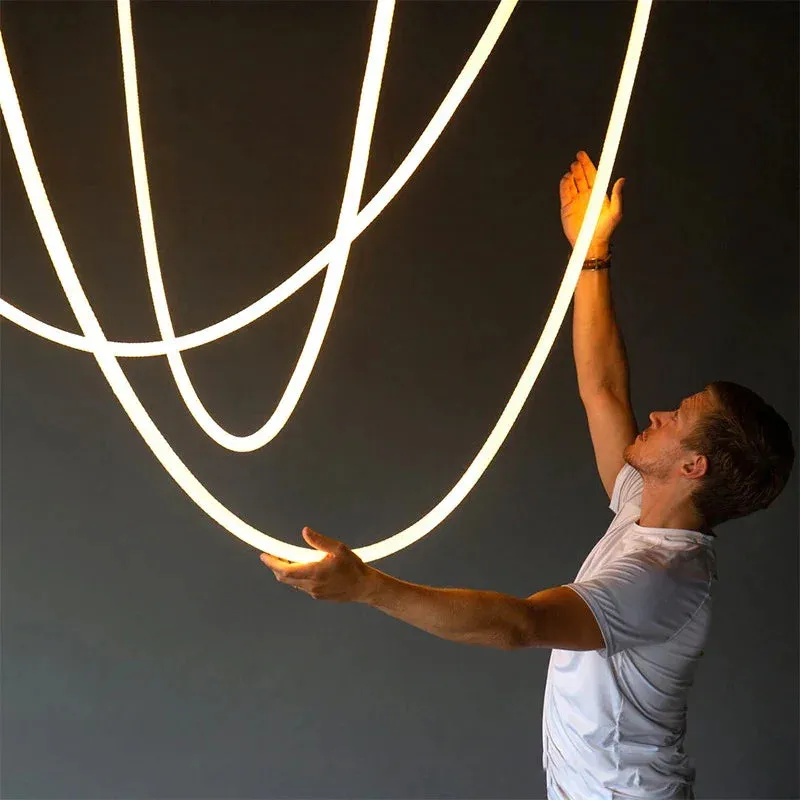 Minimalist Line Art LED Chandelier for Living Room by Mansion