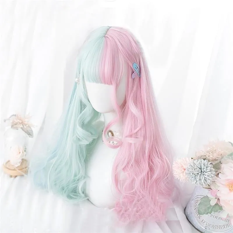 Mint & Pink Bun Wig