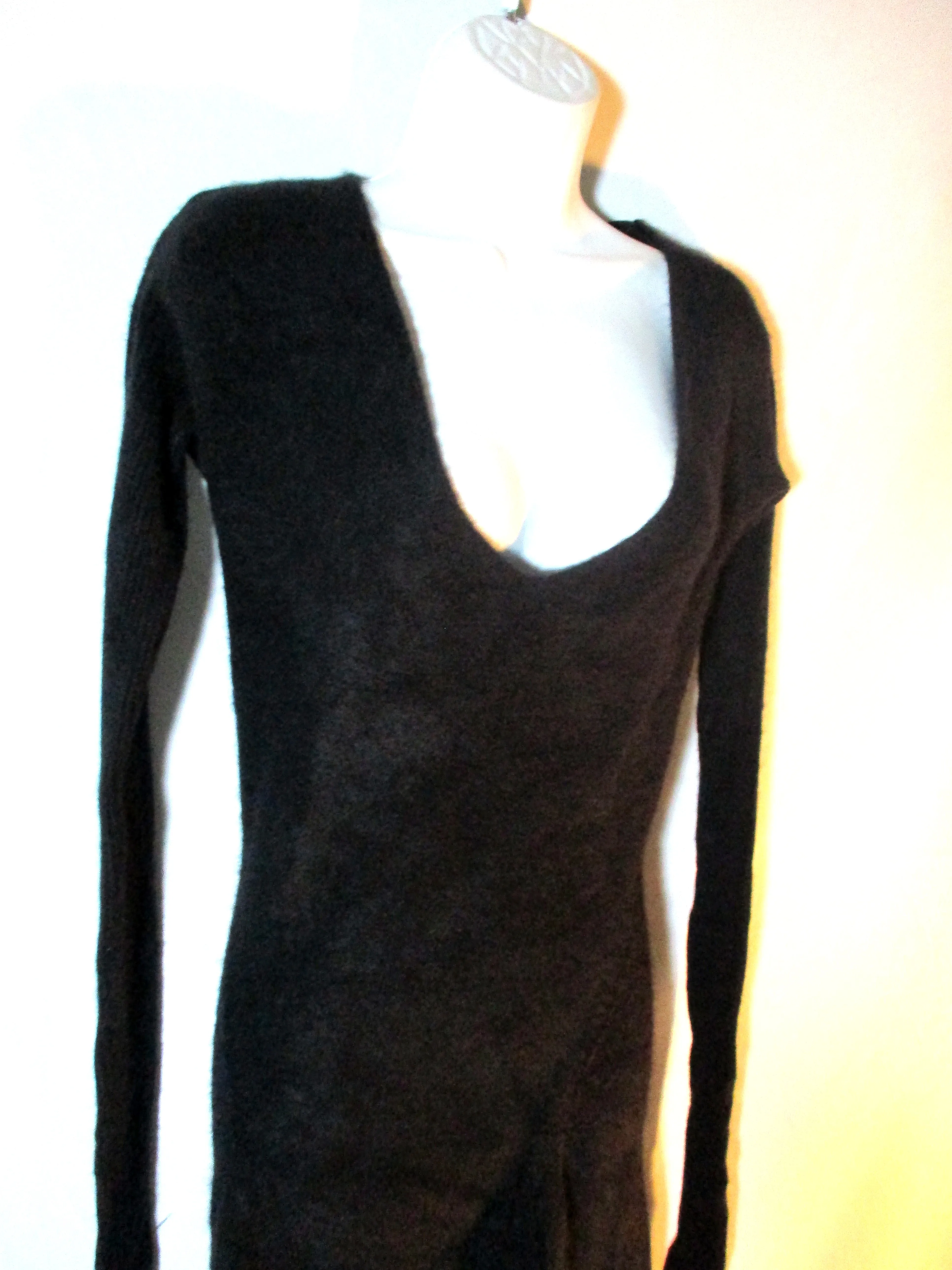 NEW NWT RICK OWENS 100% Cashmere Clingy Jersey Dress S Black