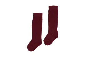 Pointelle Pair of Socks - Bordeaux