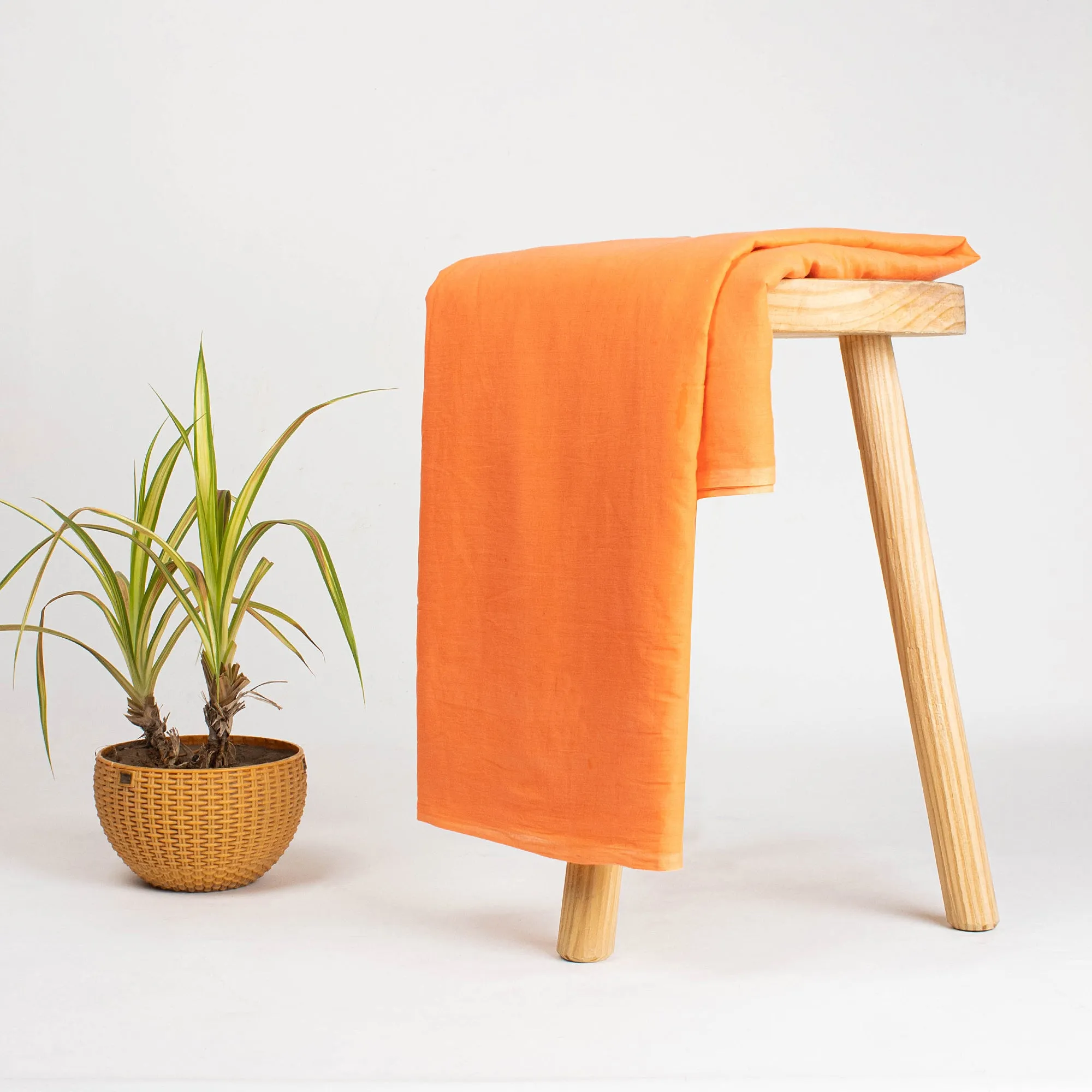 Premium Orange Pure Cotton Plain Fabric