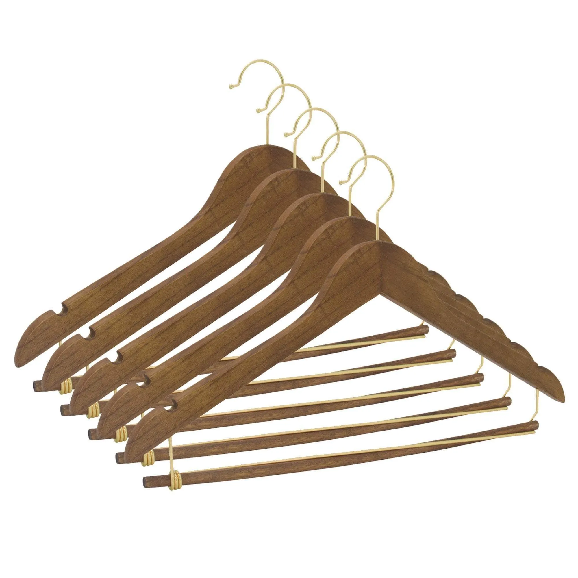 Premium Wood Suit Hangers with Locking Pants Bar