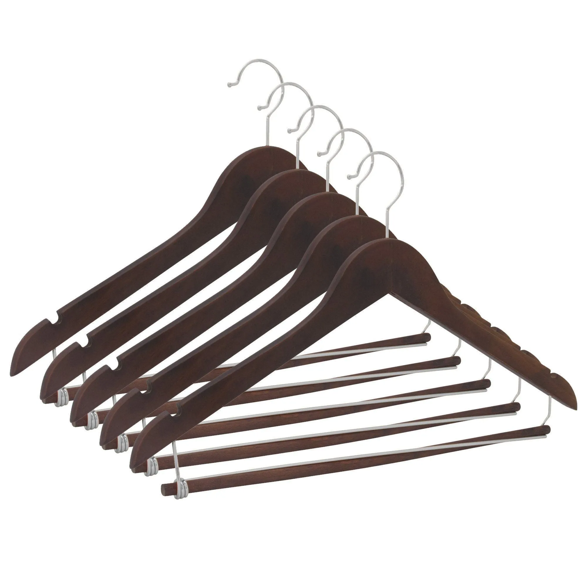 Premium Wood Suit Hangers with Locking Pants Bar