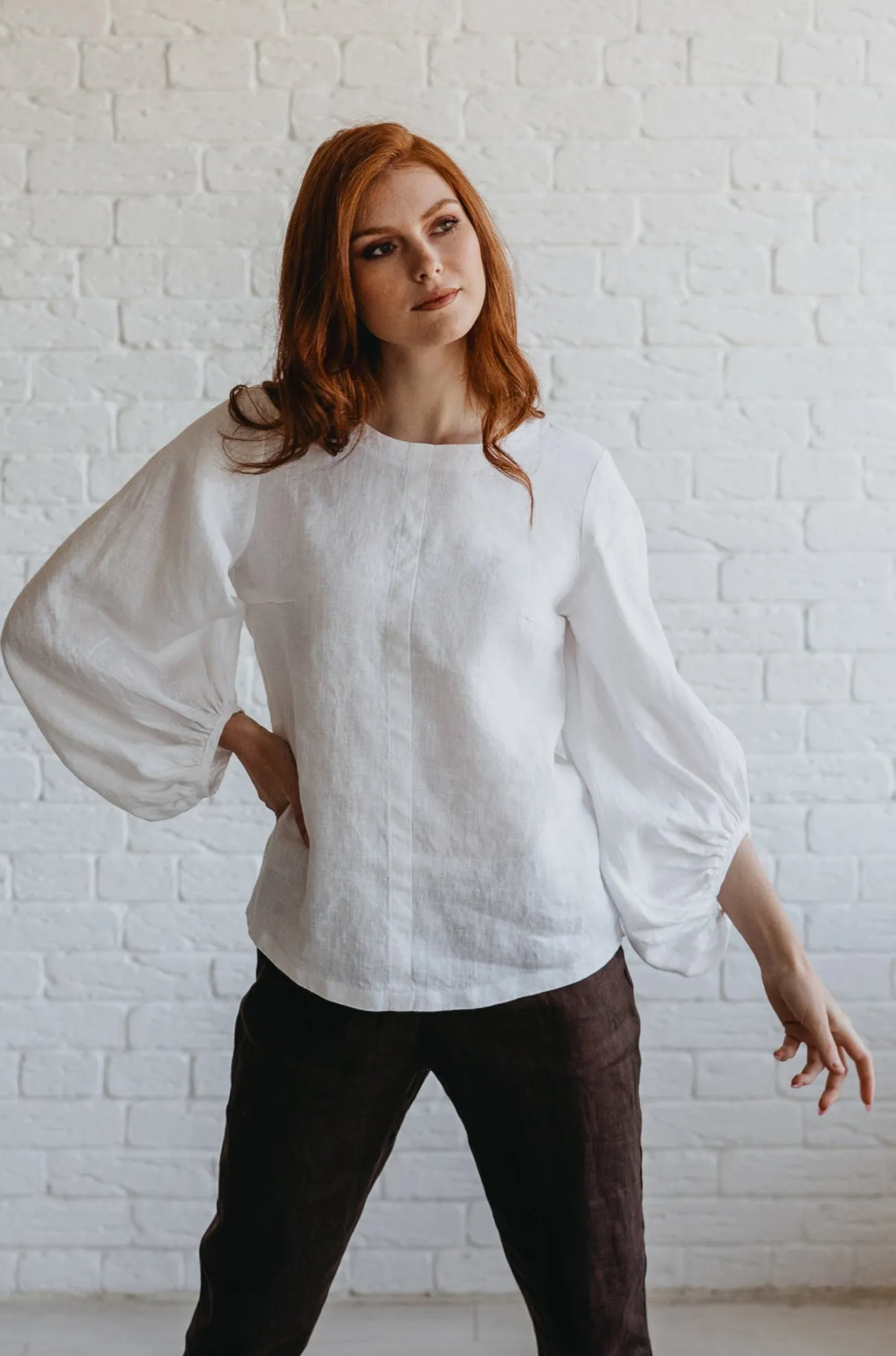 Puff Sleeve Linen Top