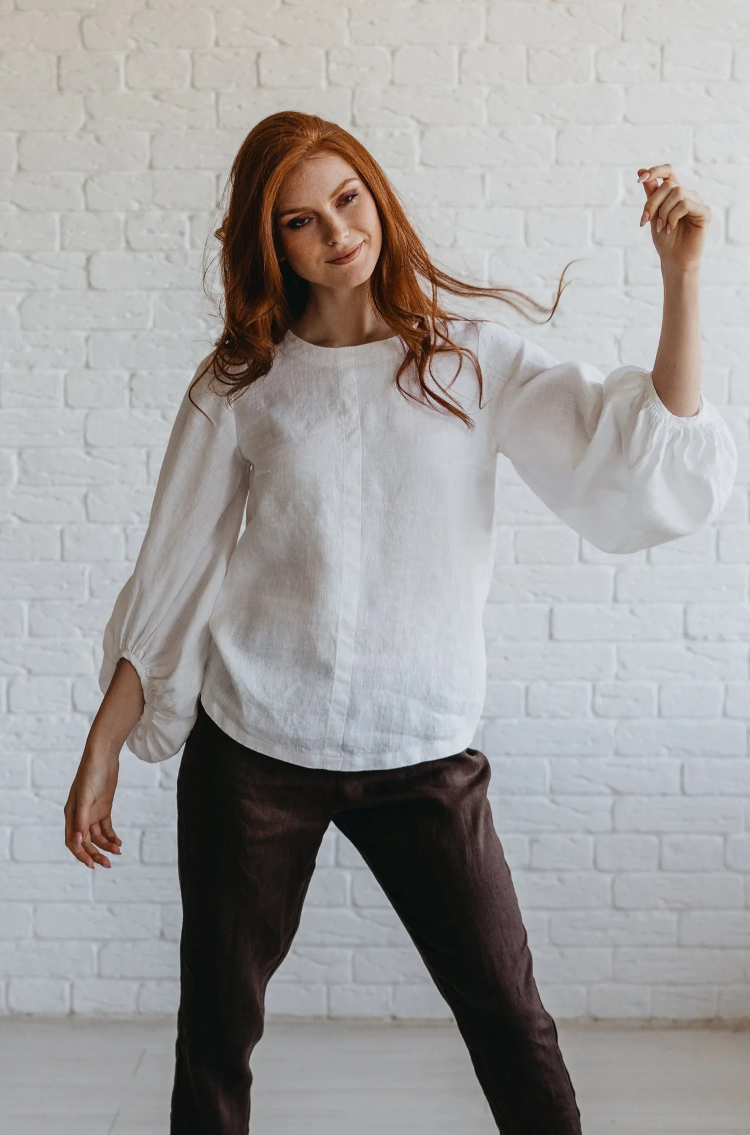 Puff Sleeve Linen Top