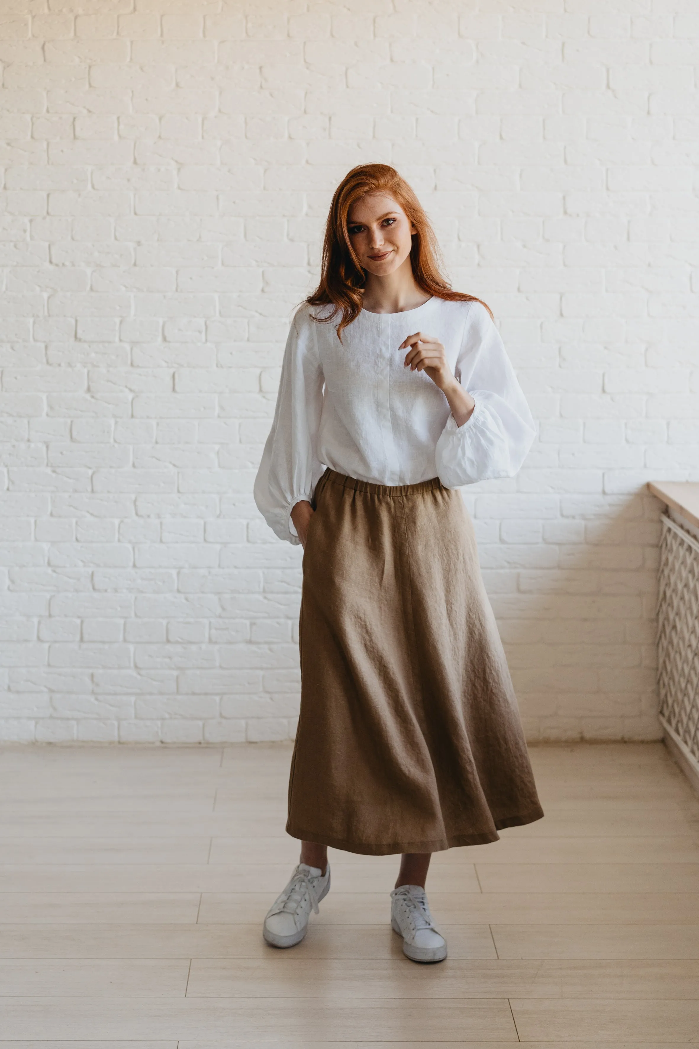 Puff Sleeve Linen Top