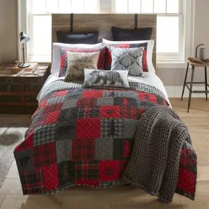 Red Forest Reversible 3-Pc Quilt Bedding Set - King