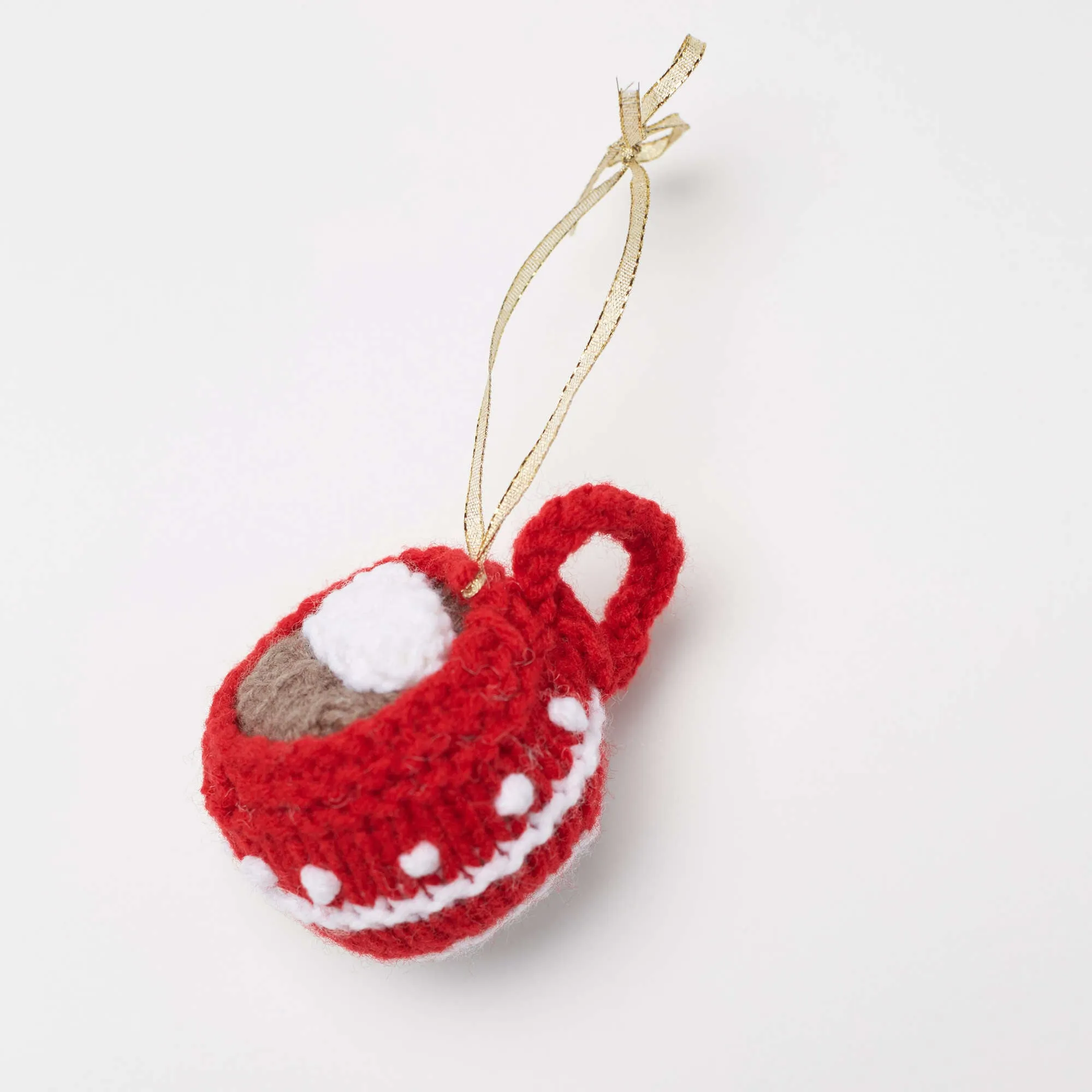 Red Heart Knit Cup Of Cocoa Ornament