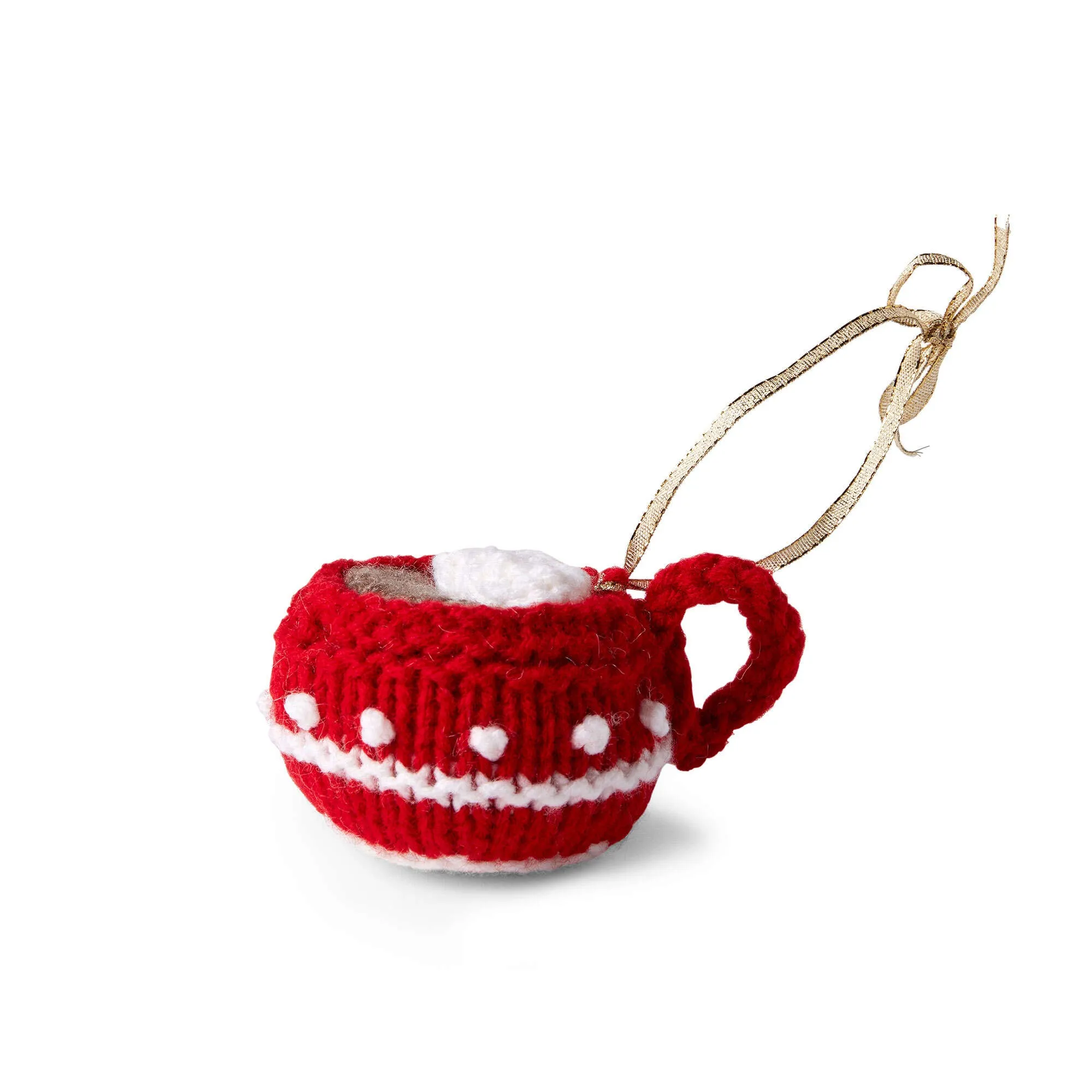 Red Heart Knit Cup Of Cocoa Ornament