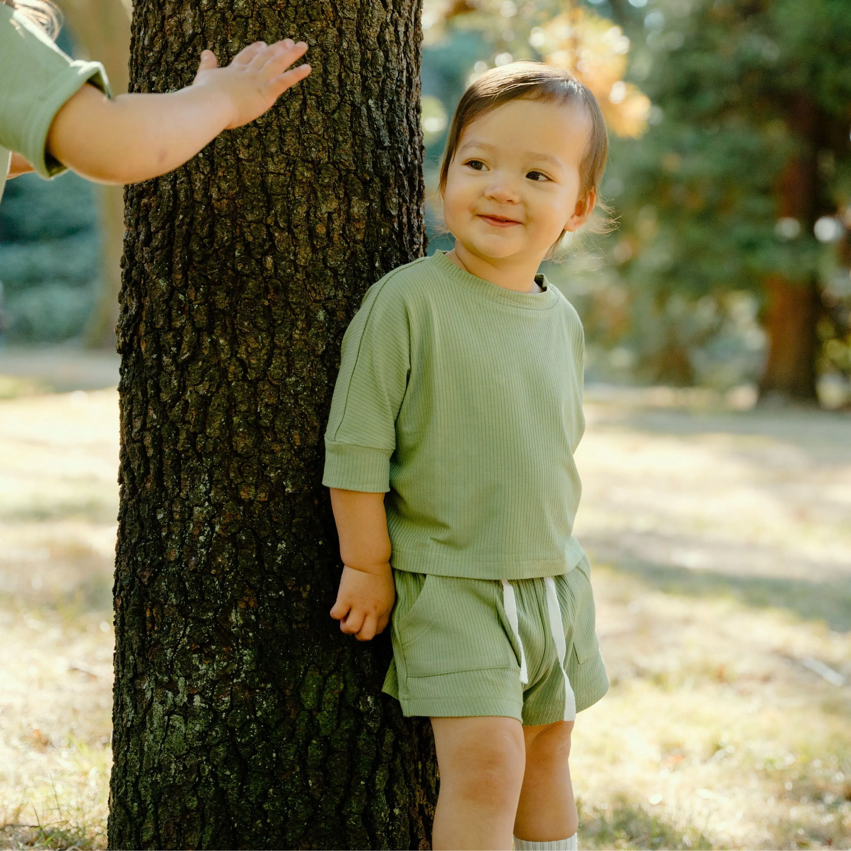 Ribbed Bamboo Baggy Top & Shorts Set - Clover