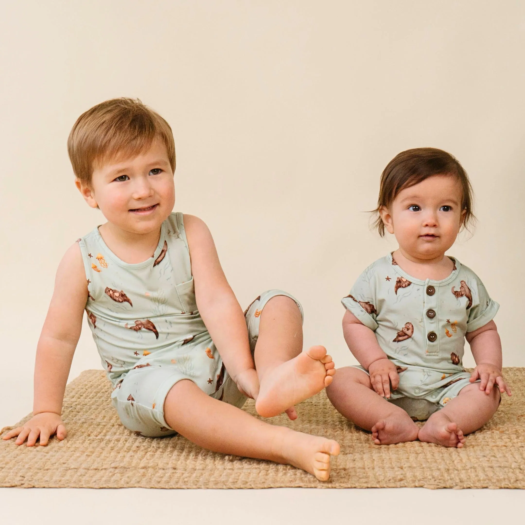 Short Sleeve Shortall Romper - Otters