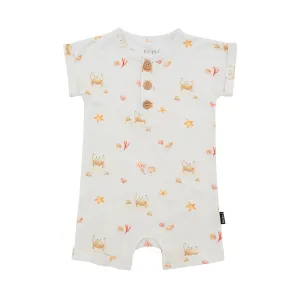 Short Sleeve Shortall Romper - Seaside