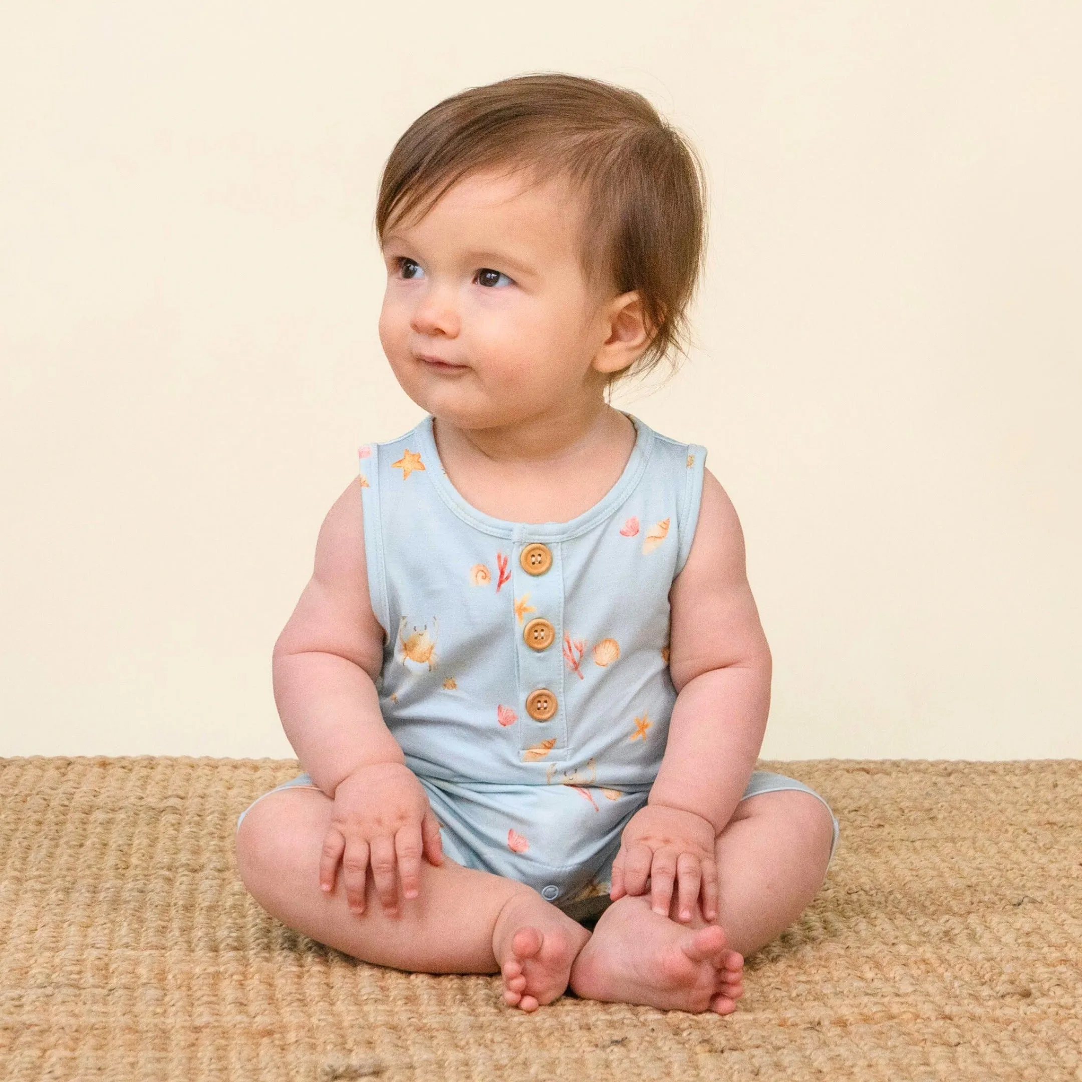 Sleeveless Shortall Romper - Seaside Blue