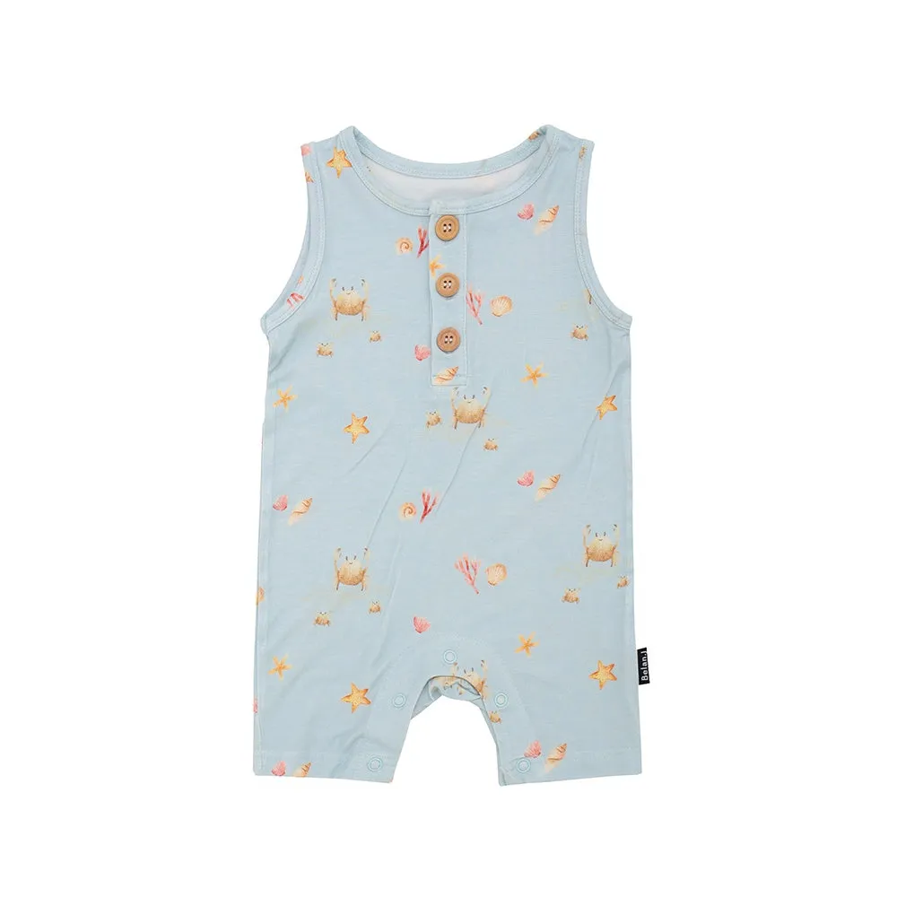 Sleeveless Shortall Romper - Seaside Blue