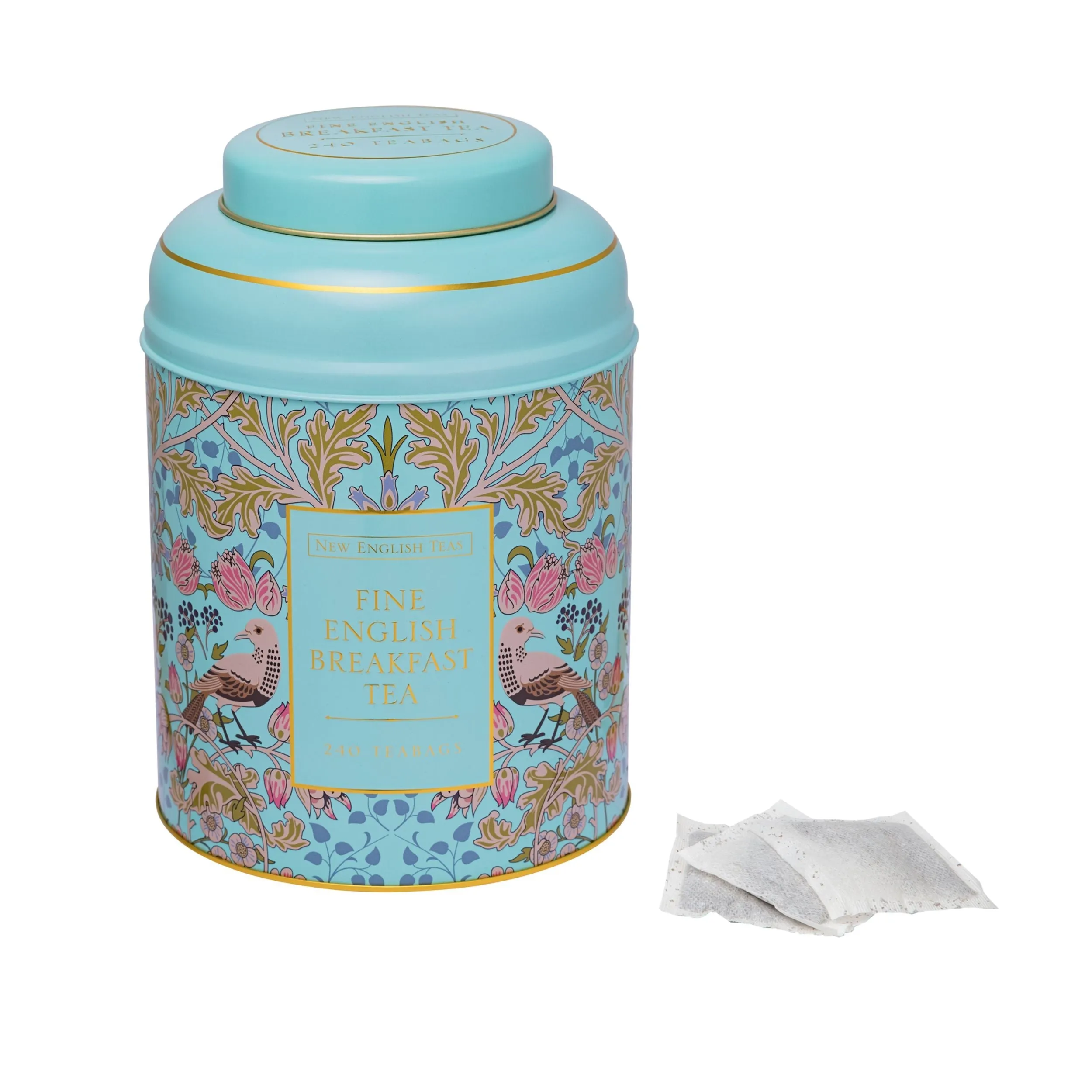 Song Thrush & Berries Tea Caddy - Mint Green