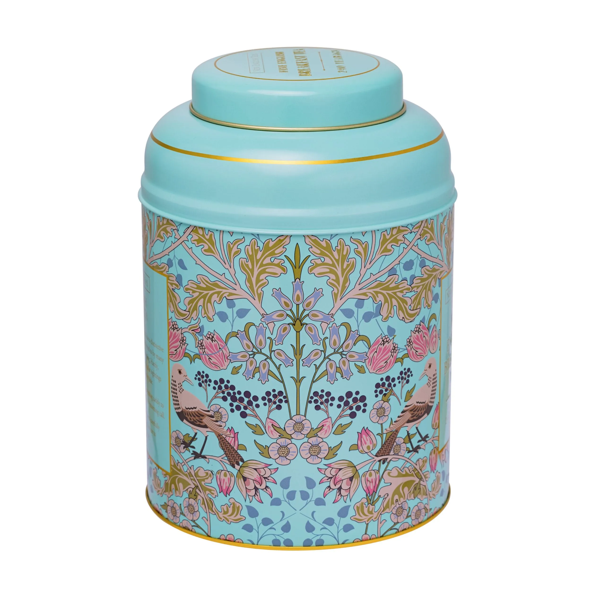 Song Thrush & Berries Tea Caddy - Mint Green