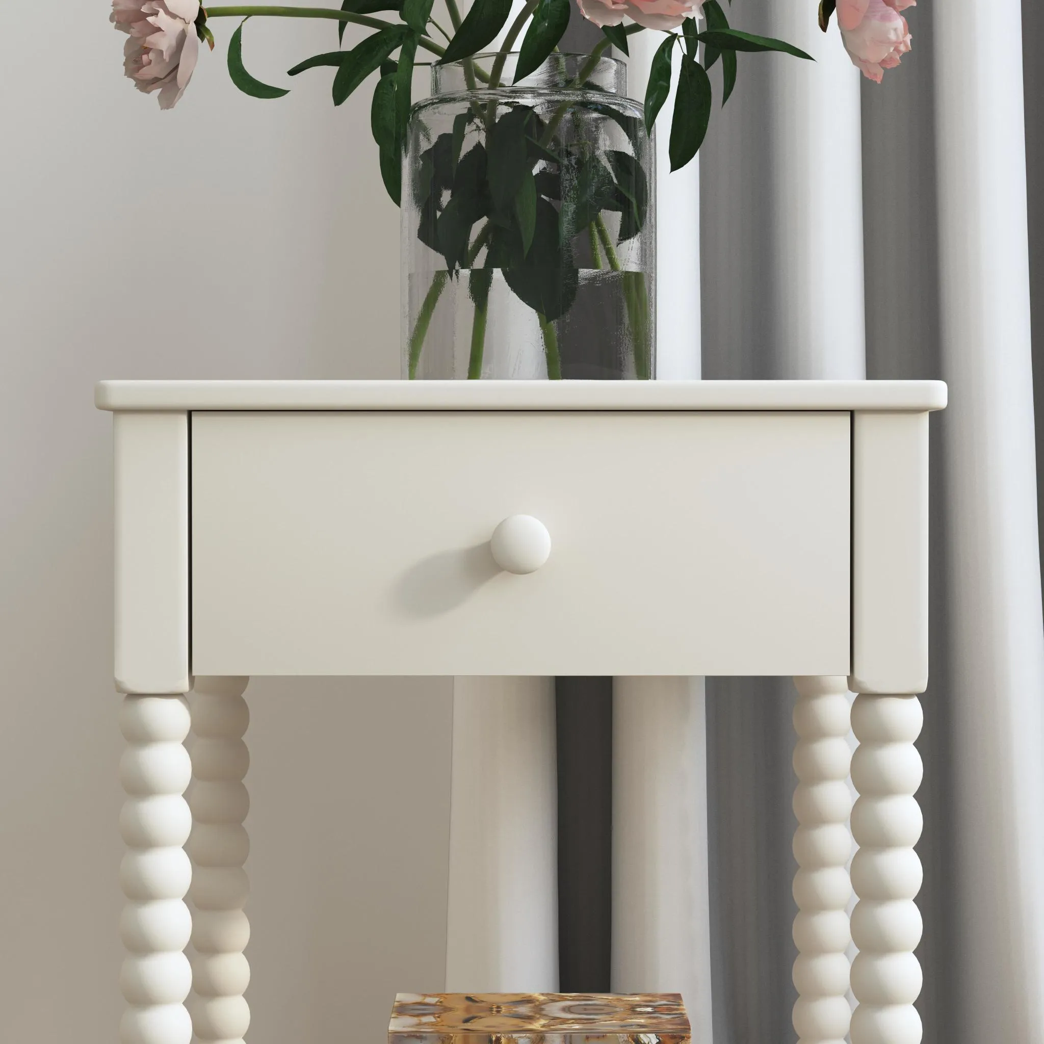 Spindle White Nightstand