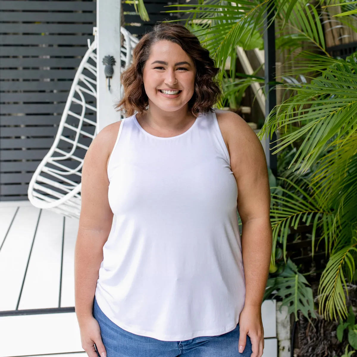 Tara crew-neck tank - white