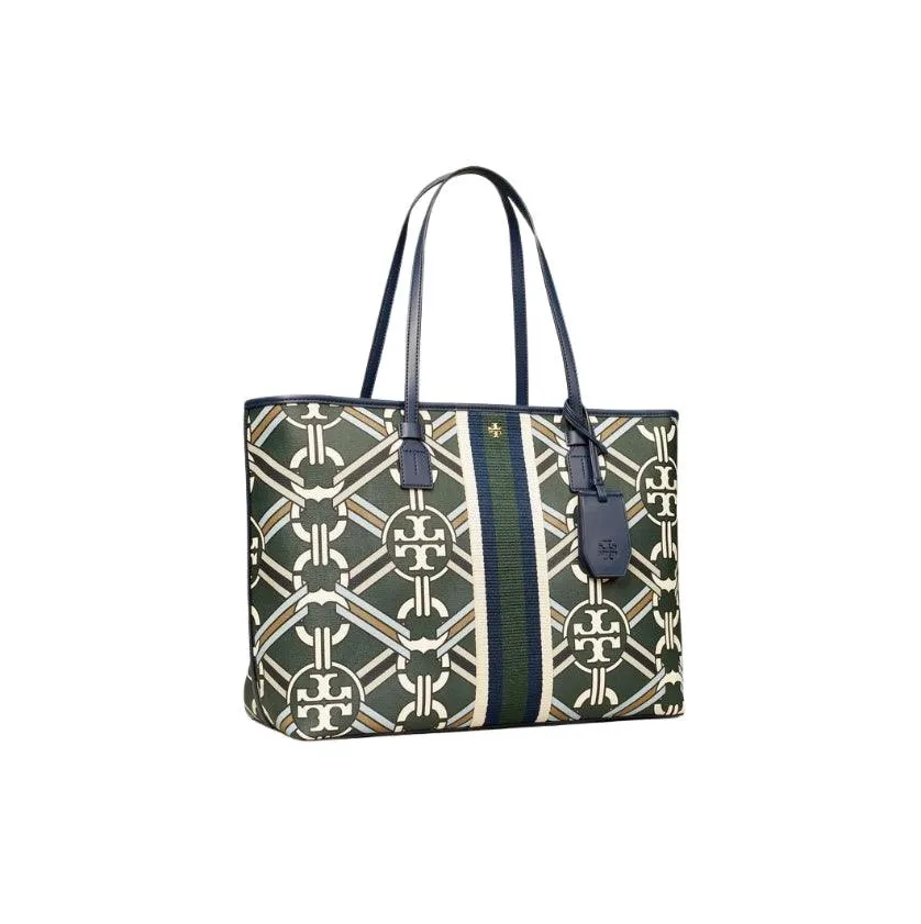 Tory Burch Women's Gemini Link Canvas Large Geo Print Top-Zip Tote Bag