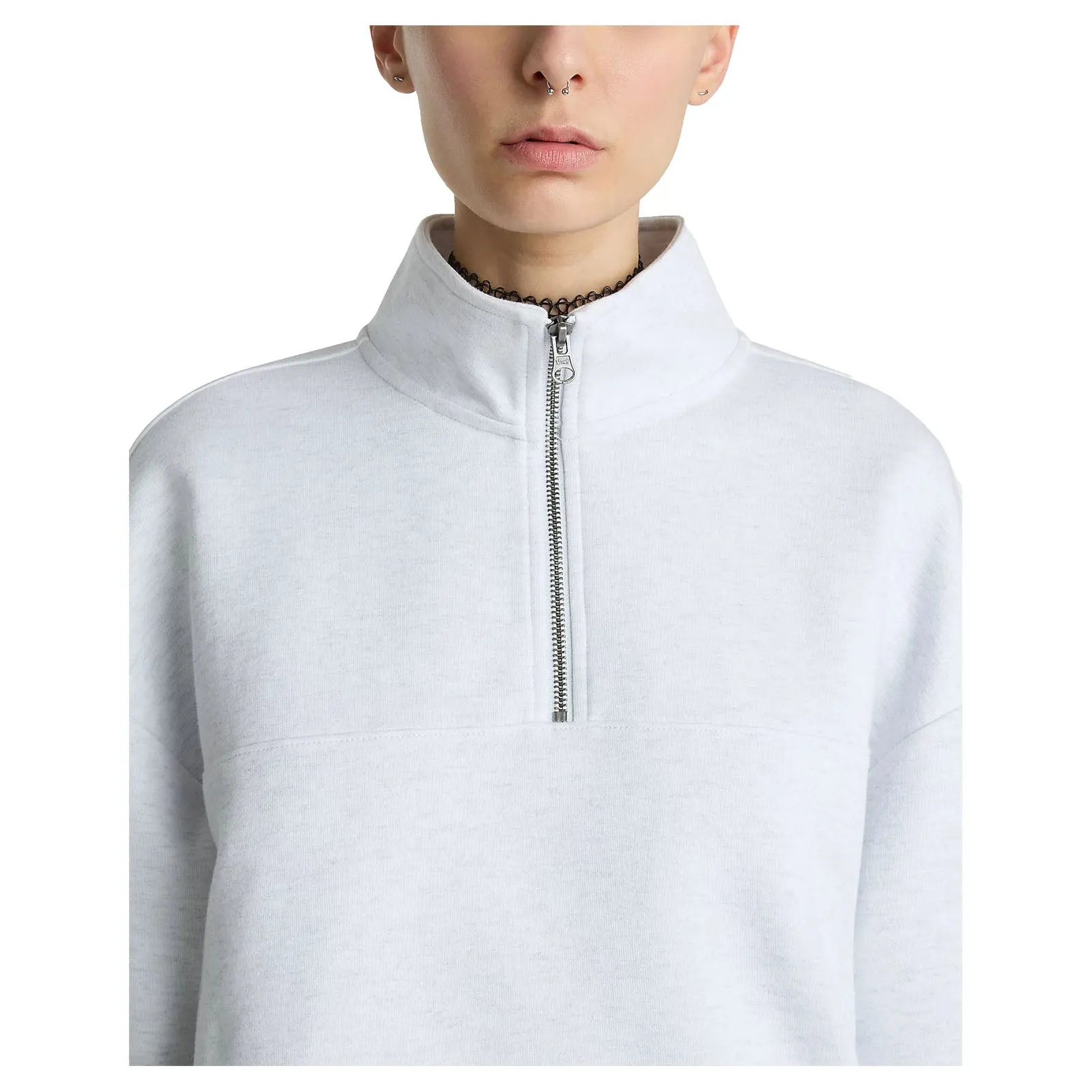 Vans Elevated Double Knit Mock Neck Sweatshirt - White Heather