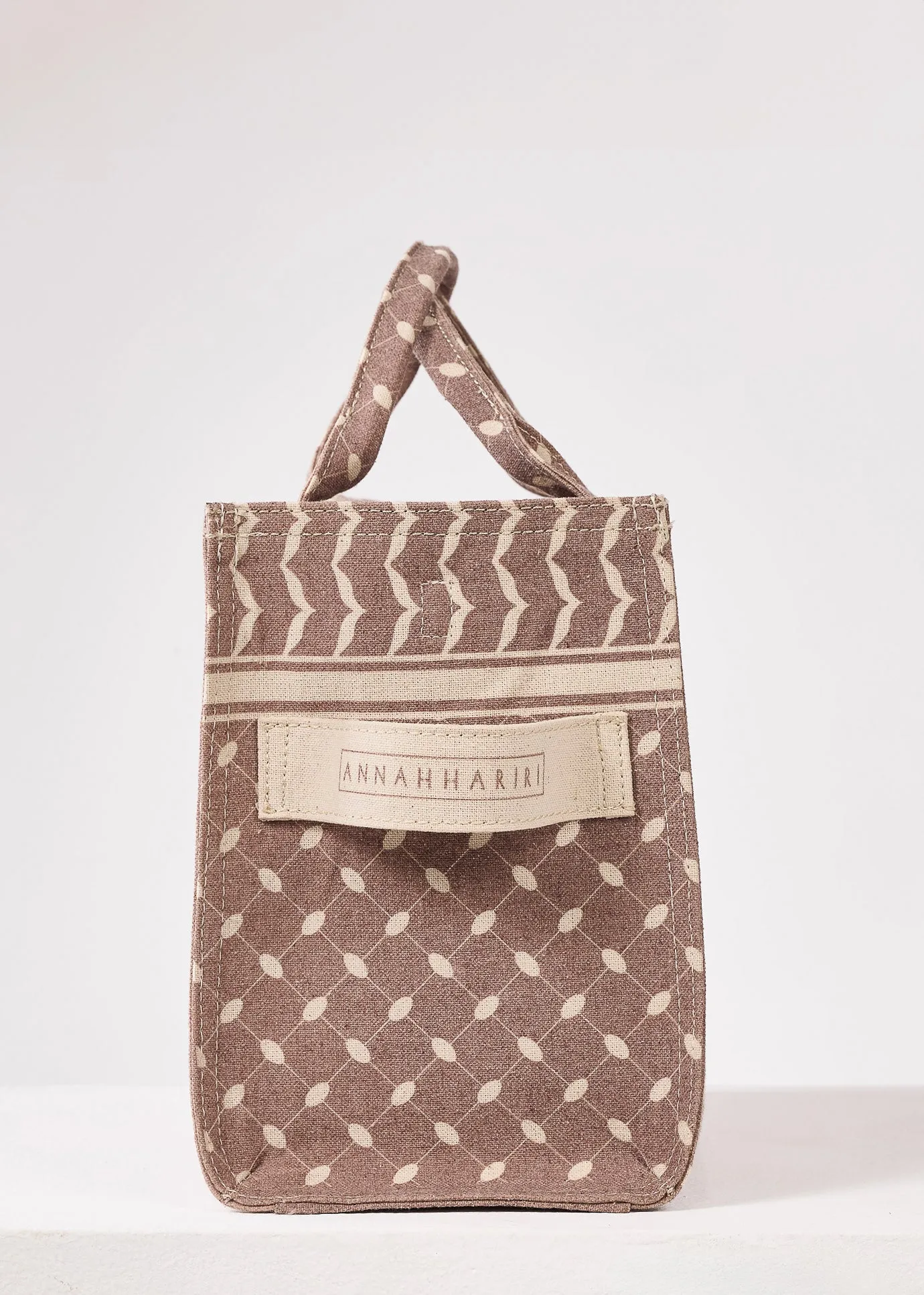 Vintage Earth Tone Tote Bag - Woven Cotton Canvas with Patterned Design