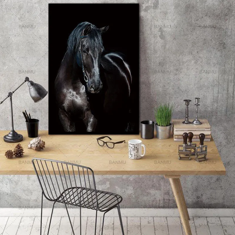 Wall Decor Beauty of Horse-Black Multiple Sizes