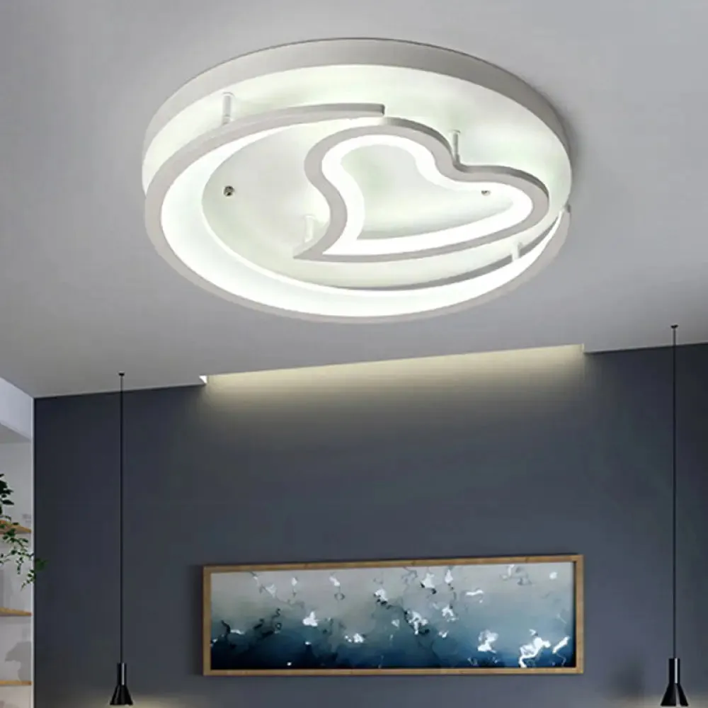 White Acrylic Heart Flush Mount Ceiling Light for Chic Modern Living Room