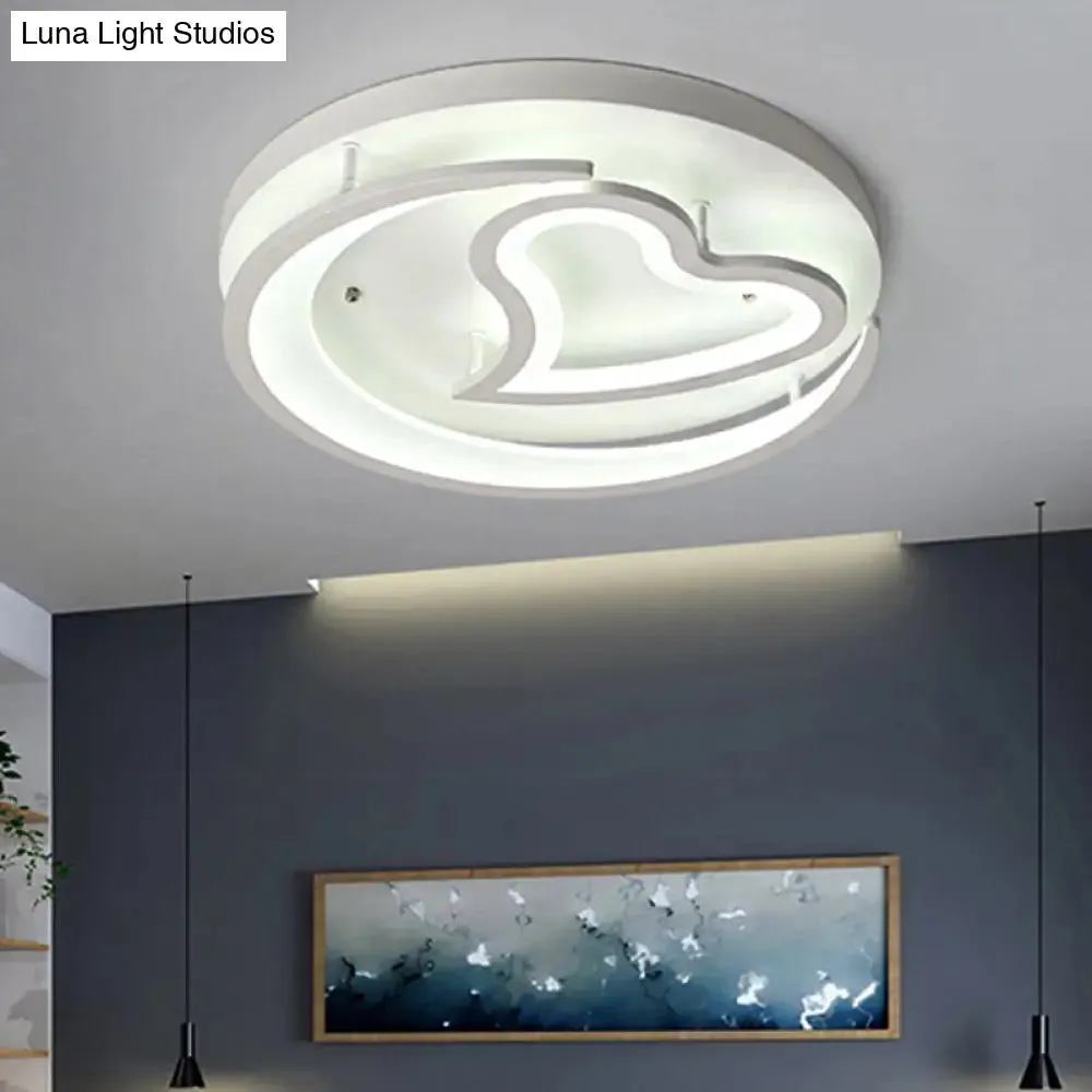 White Acrylic Heart Flush Mount Ceiling Light for Chic Modern Living Room