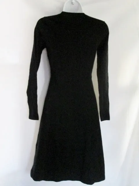 WOMENS RALPH LAUREN 100% Cashmere Clingy Jersey Dress S Black STATEMENT