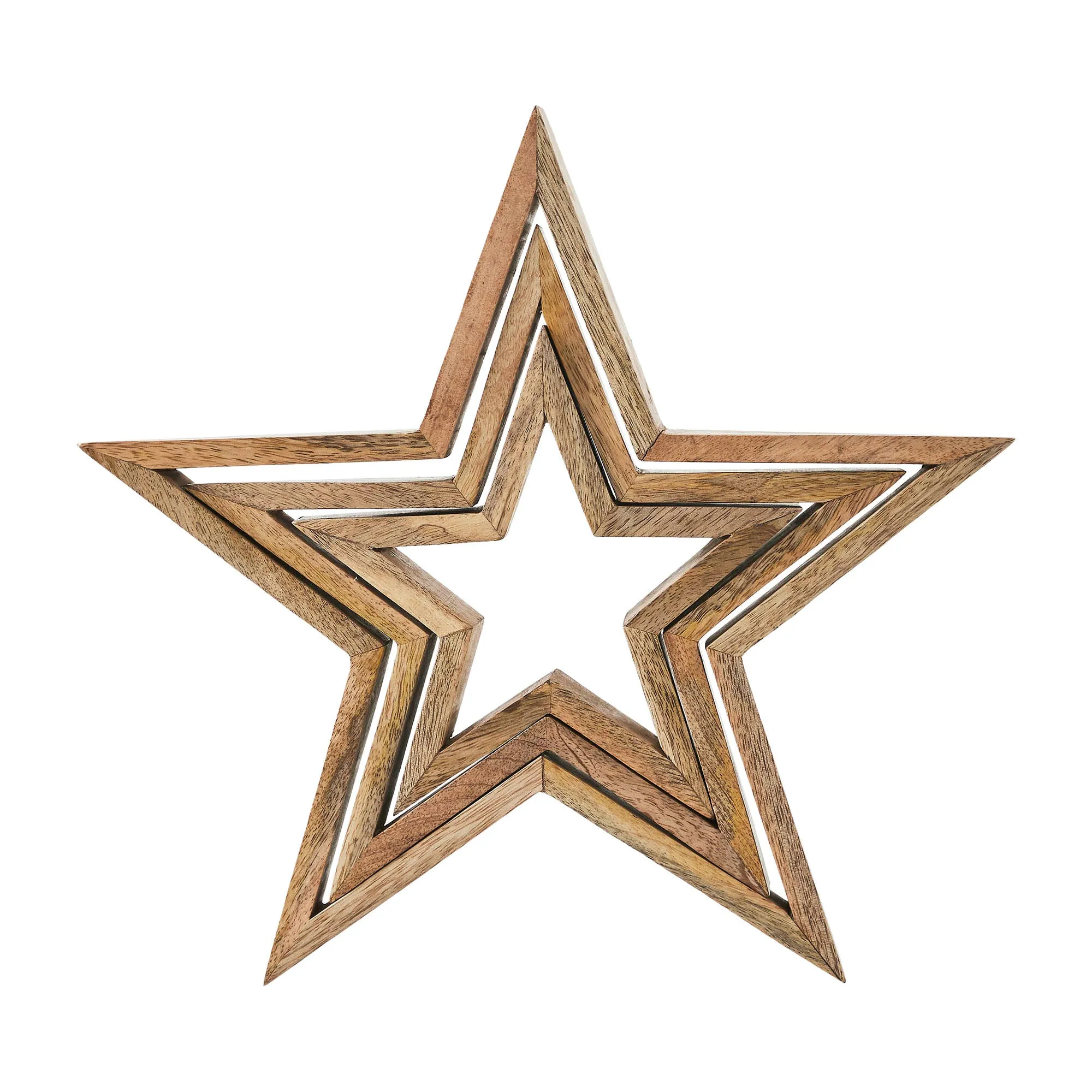 Wooden Nested Stars Natural 3-in-1 13x13x1.5